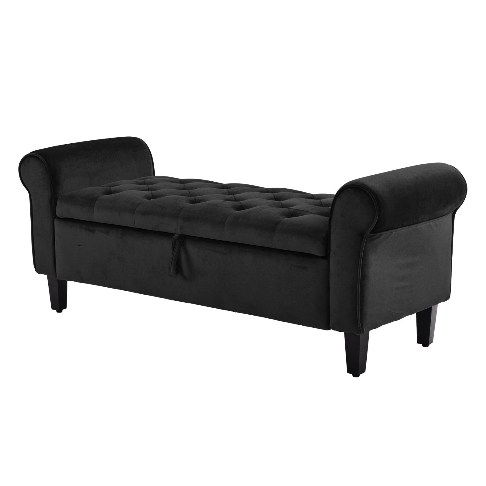 Storage Ottoman Stool Arm Bench Seat 132cm Velvet BLACK V274-FT-GQ298-BK