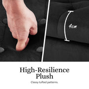 Storage Ottoman Stool Arm Bench Seat 132cm Velvet BLACK V274-FT-GQ298-BK