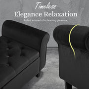 Storage Ottoman Stool Arm Bench Seat 132cm Velvet BLACK V274-FT-GQ298-BK