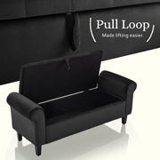 Storage Ottoman Stool Arm Bench Seat 132cm Velvet BLACK V274-FT-GQ298-BK