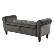 Storage Ottoman Stool Arm Bench Seat 132cm Velvet GREY V274-FT-GQ298-GY