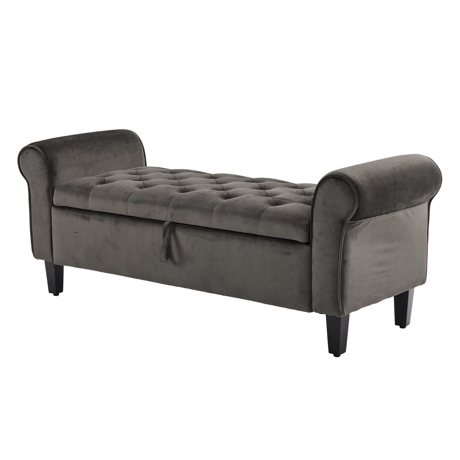 Storage Ottoman Stool Arm Bench Seat 132cm Velvet GREY V274-FT-GQ298-GY