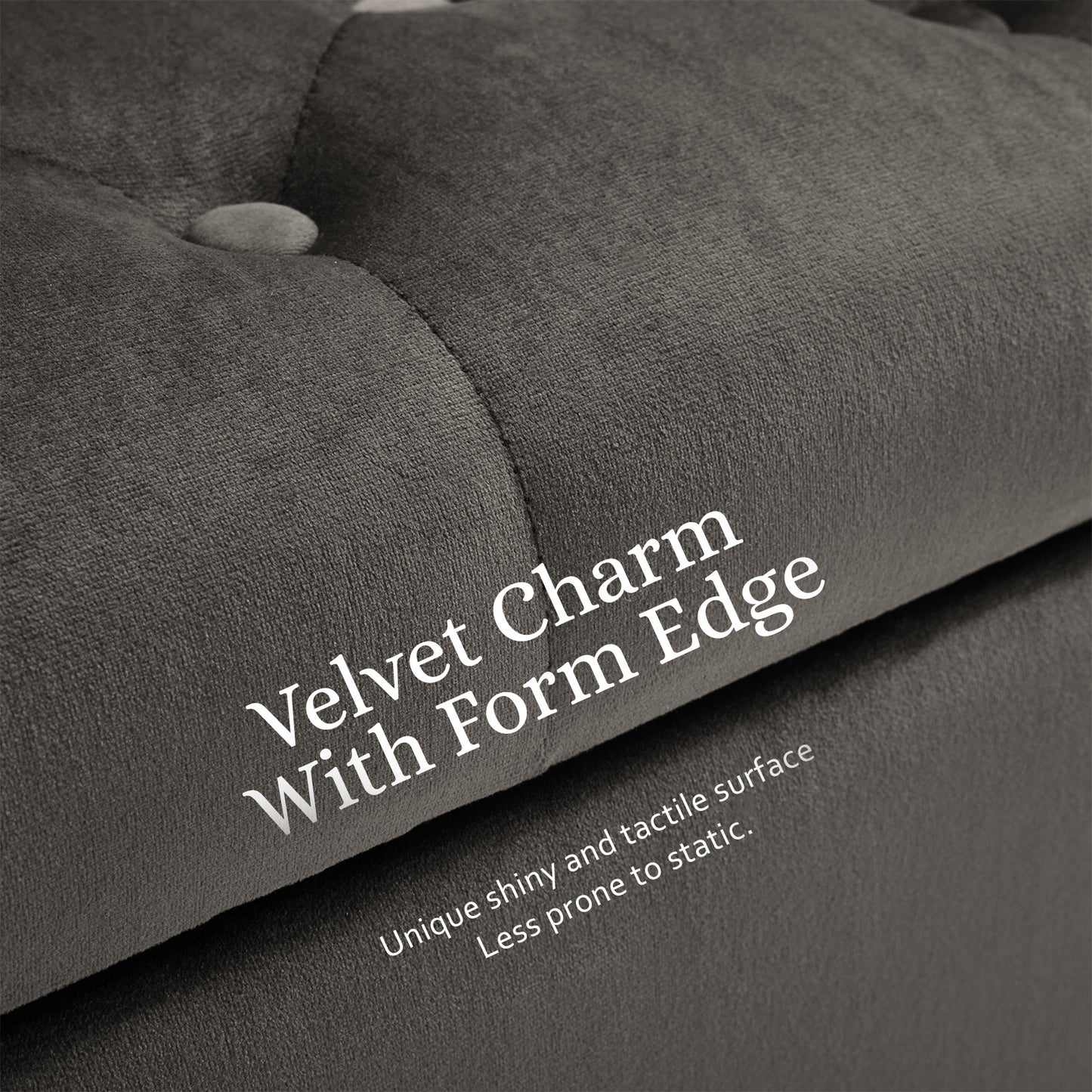 Storage Ottoman Stool Arm Bench Seat 132cm Velvet GREY V274-FT-GQ298-GY