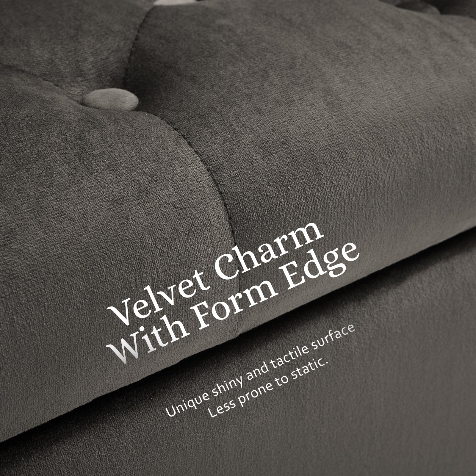 Storage Ottoman Stool Arm Bench Seat 132cm Velvet GREY V274-FT-GQ298-GY