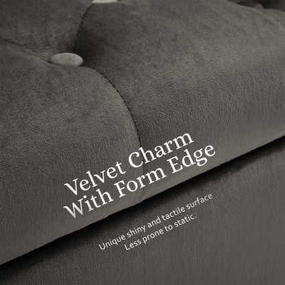 Storage Ottoman Stool Arm Bench Seat 132cm Velvet GREY V274-FT-GQ298-GY