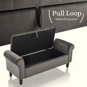 Storage Ottoman Stool Arm Bench Seat 132cm Velvet GREY V274-FT-GQ298-GY