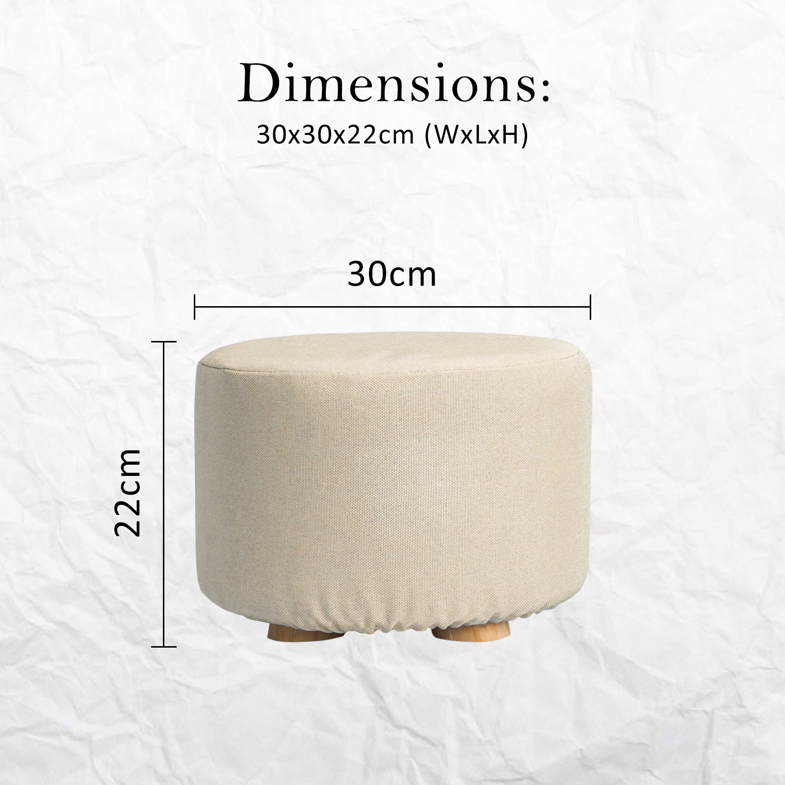 2X Fabric Ottoman Round Wooden Leg Foot Stool - BEIGE V274-FT-GQST01-BE2