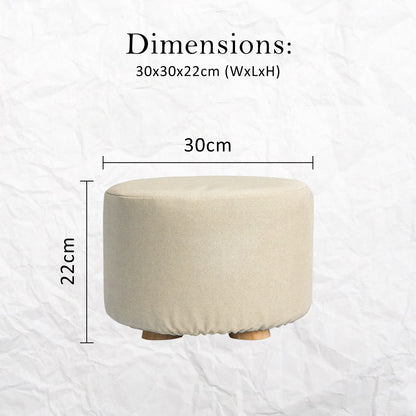 2X Fabric Ottoman Round Wooden Leg Foot Stool - BEIGE V274-FT-GQST01-BE2