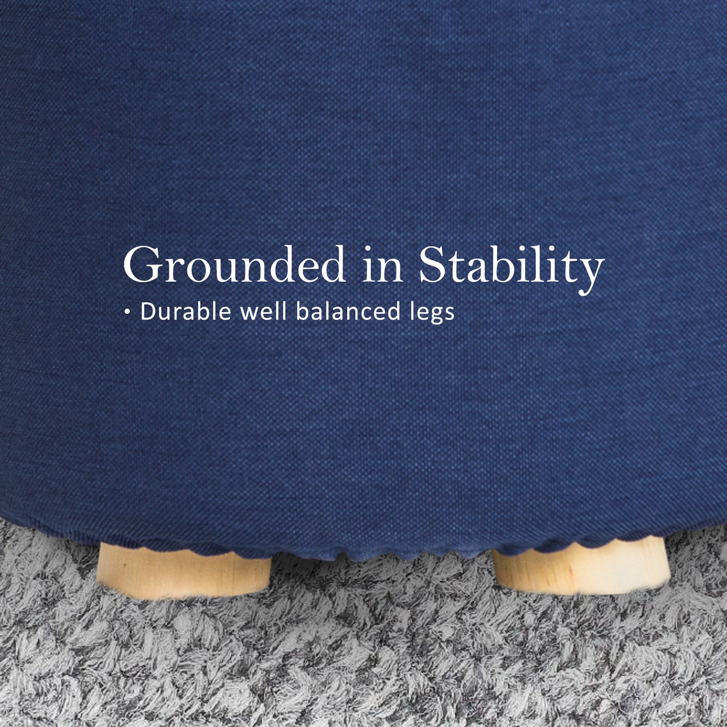 2X Fabric Ottoman Round Wooden Leg Foot Stool - DARK BLUE V274-FT-GQST01-DBU2
