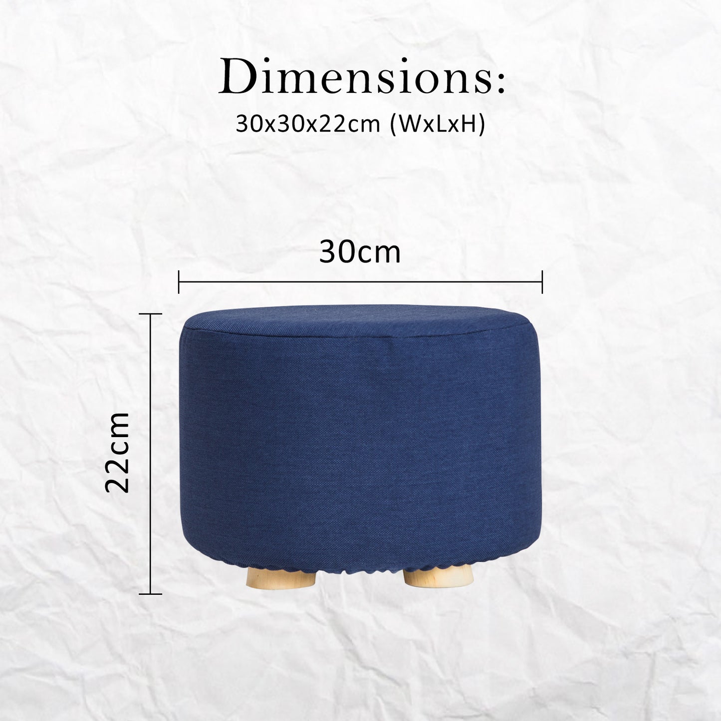 2X Fabric Ottoman Round Wooden Leg Foot Stool - DARK BLUE V274-FT-GQST01-DBU2