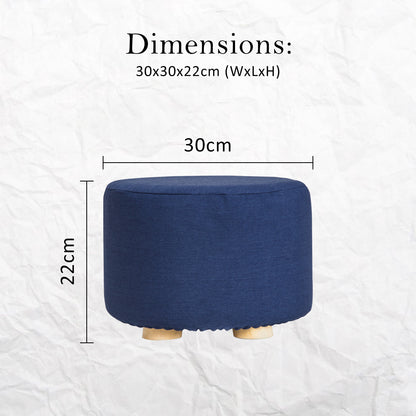 2X Fabric Ottoman Round Wooden Leg Foot Stool - DARK BLUE V274-FT-GQST01-DBU2