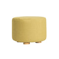 Fabric Ottoman Round Wooden Leg Foot Stool - MUSTARD YELLOW V274-FT-GQST01-GN
