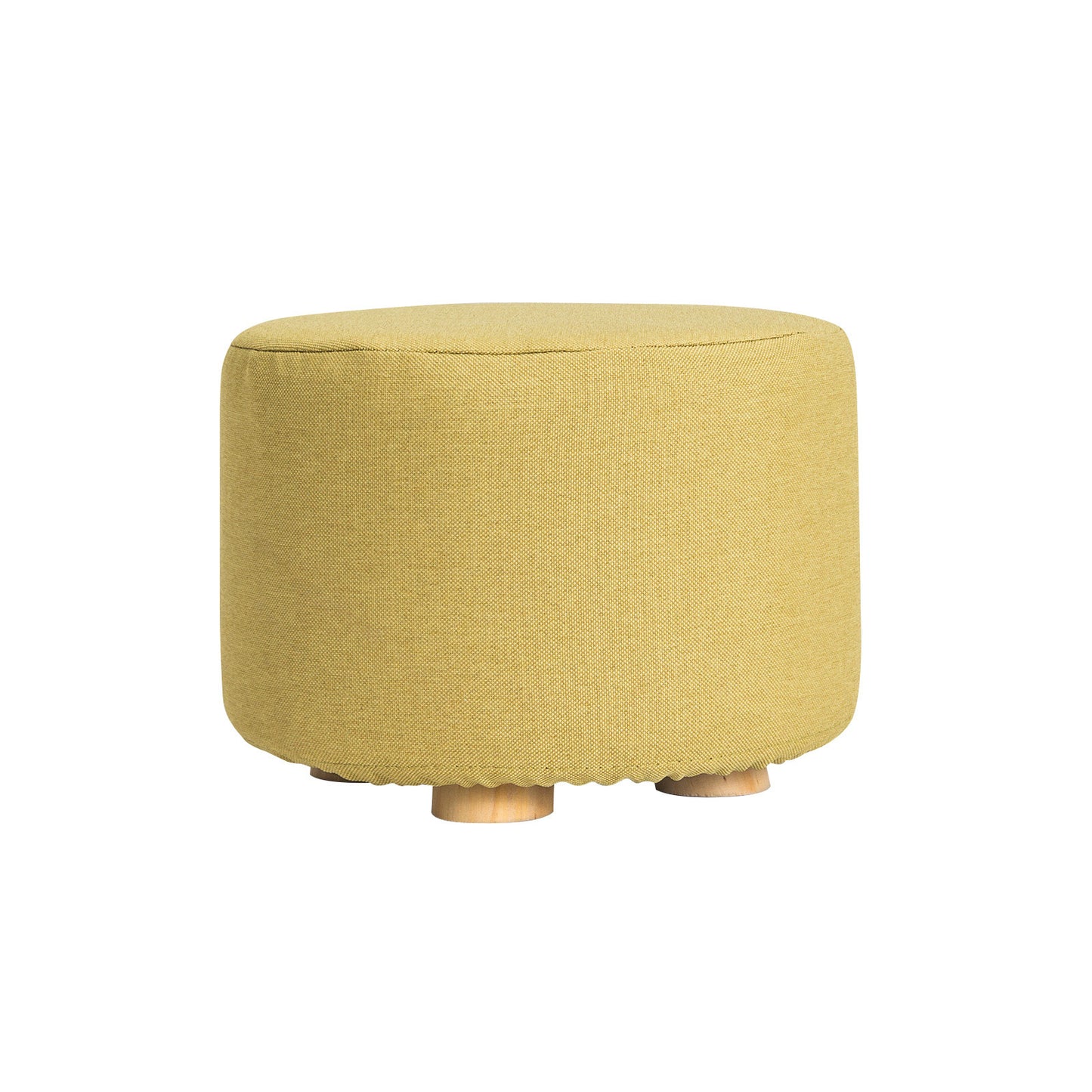 Fabric Ottoman Round Wooden Leg Foot Stool - MUSTARD YELLOW V274-FT-GQST01-GN