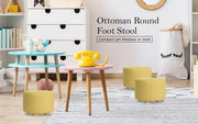 Fabric Ottoman Round Wooden Leg Foot Stool - MUSTARD YELLOW V274-FT-GQST01-GN