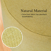 Fabric Ottoman Round Wooden Leg Foot Stool - MUSTARD YELLOW V274-FT-GQST01-GN