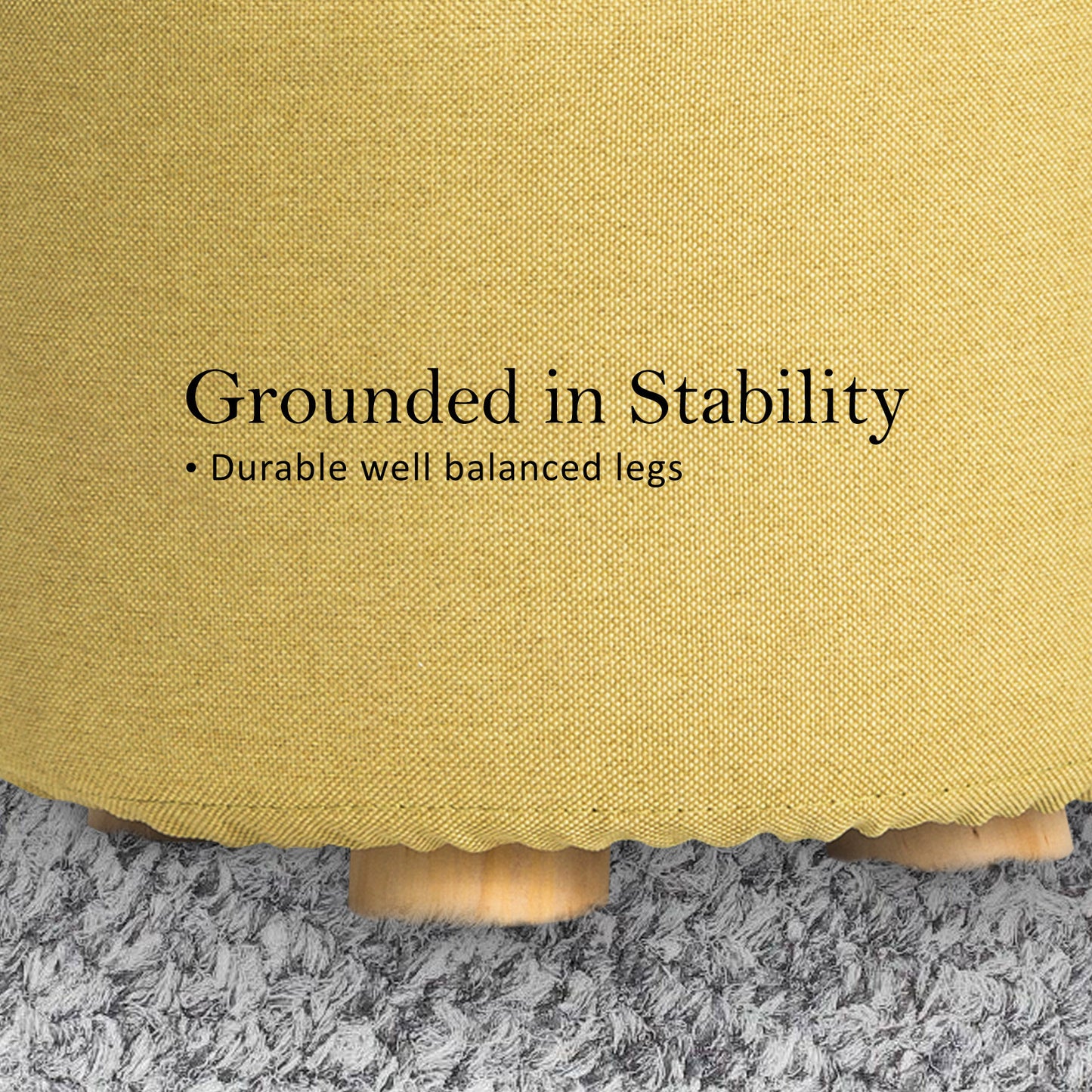 Fabric Ottoman Round Wooden Leg Foot Stool - MUSTARD YELLOW V274-FT-GQST01-GN