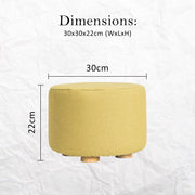 Fabric Ottoman Round Wooden Leg Foot Stool - MUSTARD YELLOW V274-FT-GQST01-GN