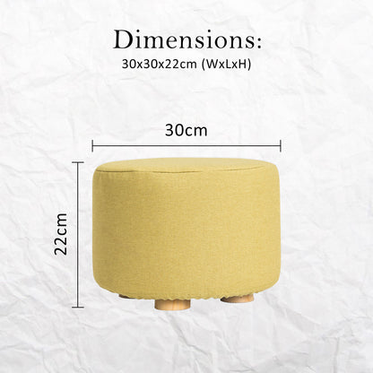 Fabric Ottoman Round Wooden Leg Foot Stool - MUSTARD YELLOW V274-FT-GQST01-GN