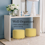 2X Fabric Ottoman Round Wooden Leg Foot Stool - Mustard Yellow V274-FT-GQST01-GN2