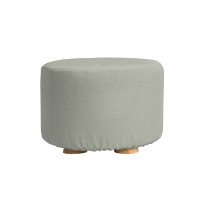 Fabric Ottoman Round Wooden Leg Foot Stool - GREY V274-FT-GQST01-GY
