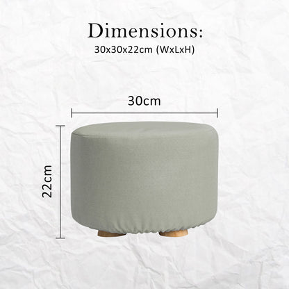 Fabric Ottoman Round Wooden Leg Foot Stool - GREY V274-FT-GQST01-GY