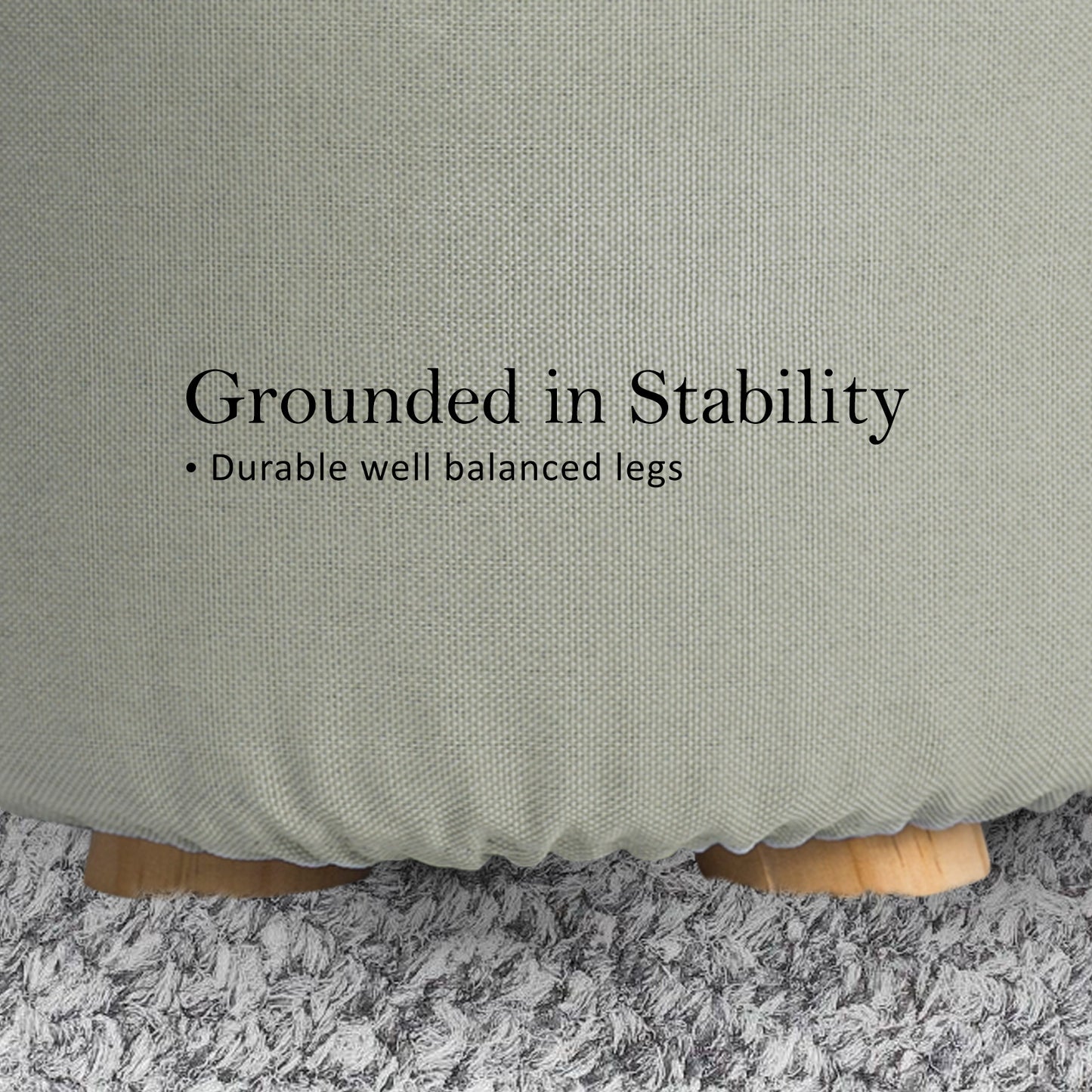 2X Fabric Ottoman Round Wooden Leg Foot Stool - GREY V274-FT-GQST01-GY2