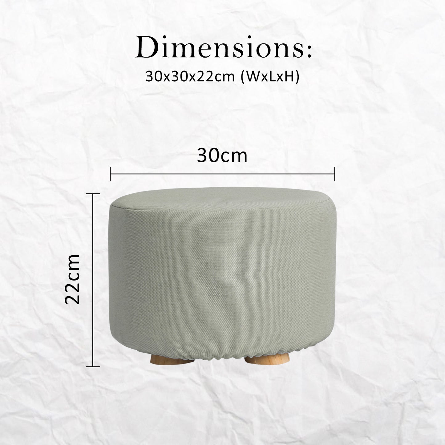 2X Fabric Ottoman Round Wooden Leg Foot Stool - GREY V274-FT-GQST01-GY2