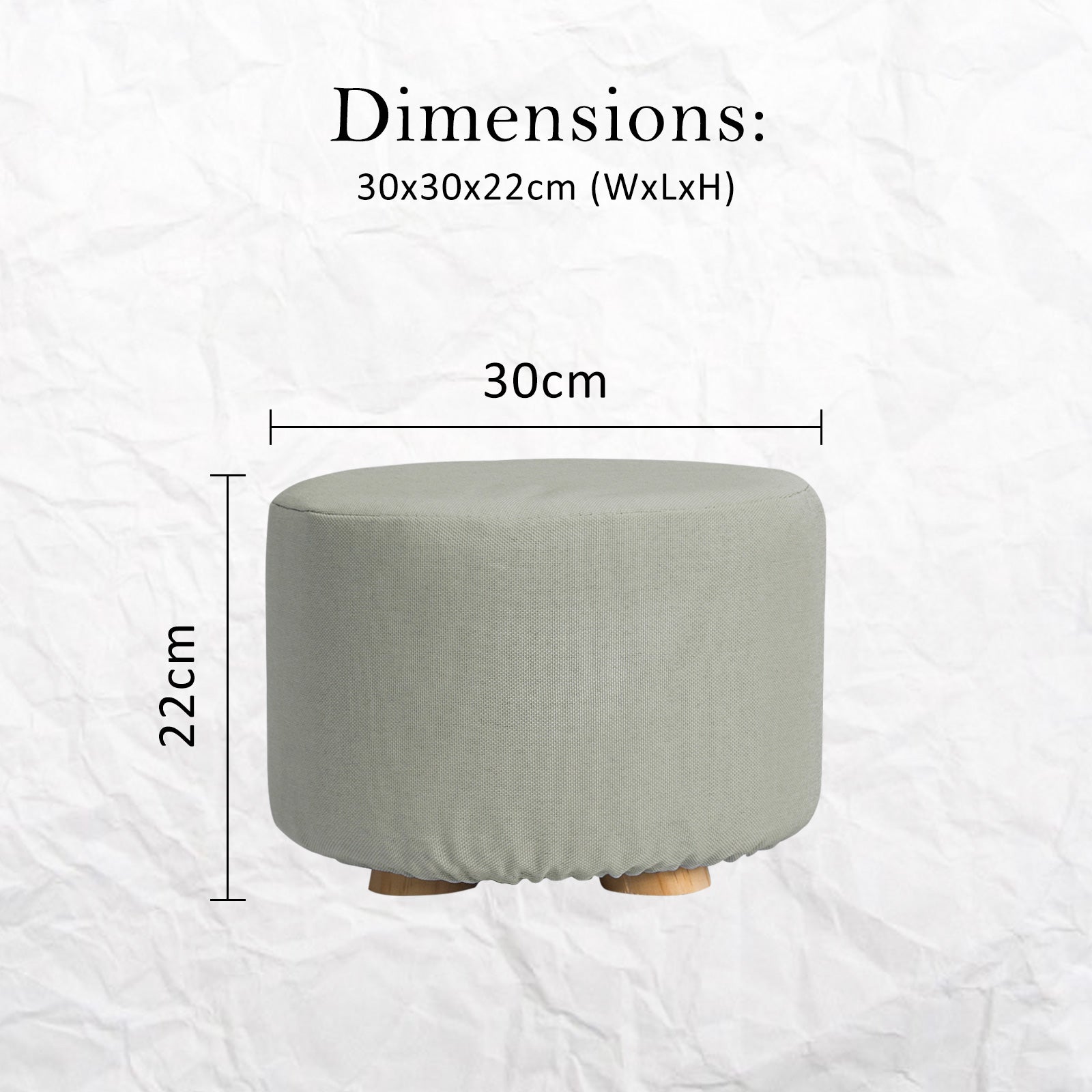 2X Fabric Ottoman Round Wooden Leg Foot Stool - GREY V274-FT-GQST01-GY2