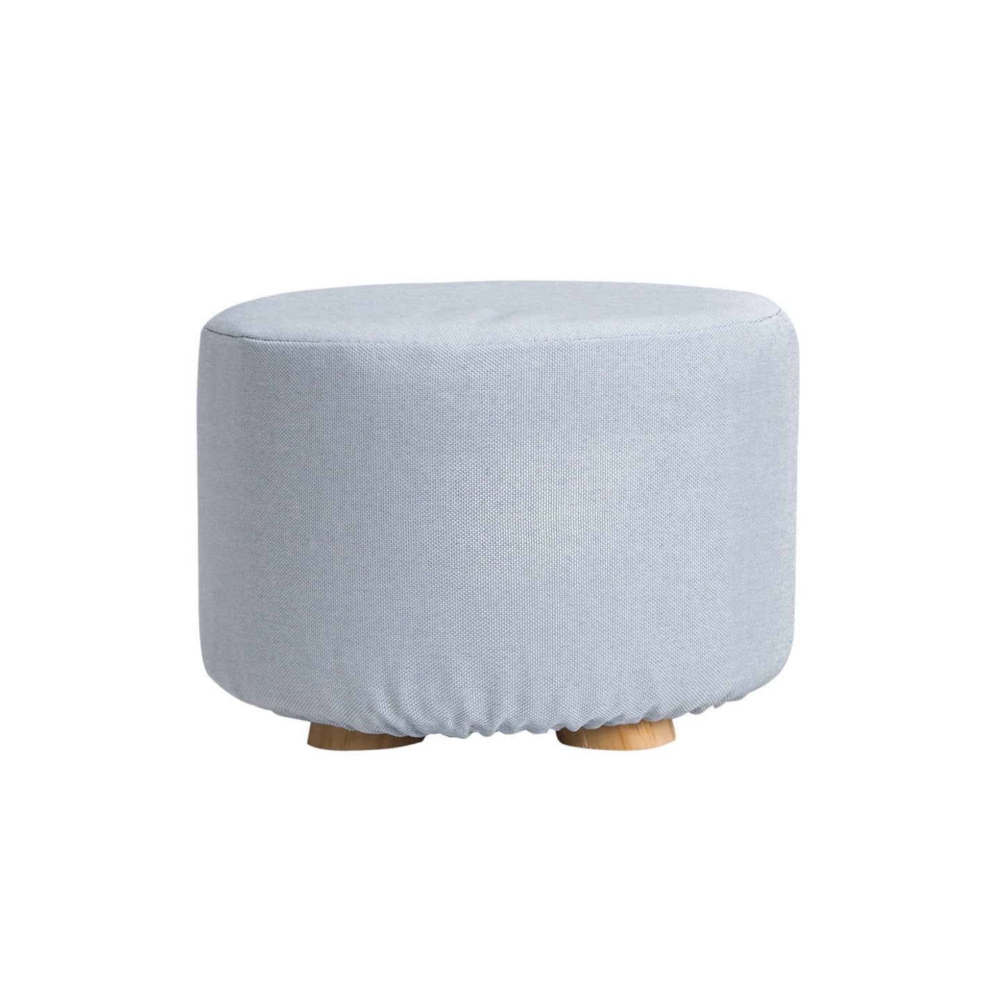 Fabric Ottoman Round Wooden Leg Foot Stool - LIGHT BLUE V274-FT-GQST01-LBU