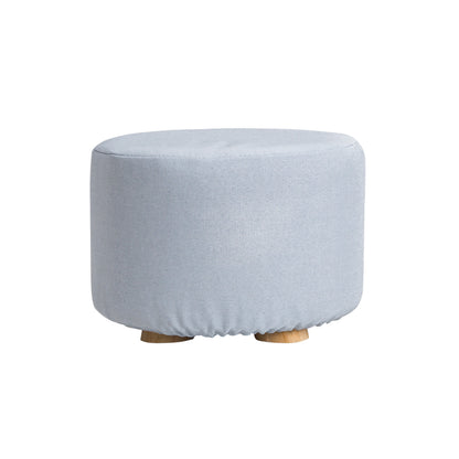 Fabric Ottoman Round Wooden Leg Foot Stool - LIGHT BLUE V274-FT-GQST01-LBU