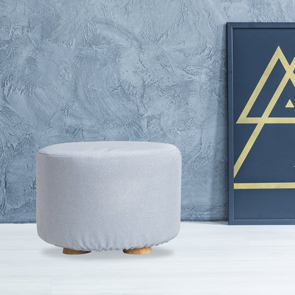 Fabric Ottoman Round Wooden Leg Foot Stool - LIGHT BLUE V274-FT-GQST01-LBU