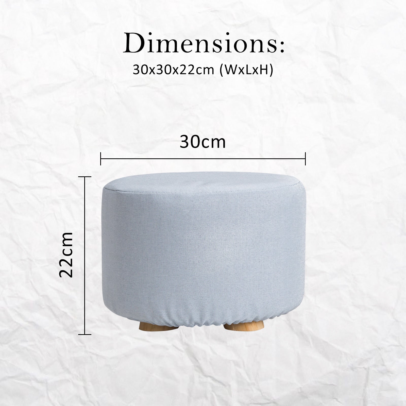 Fabric Ottoman Round Wooden Leg Foot Stool - LIGHT BLUE V274-FT-GQST01-LBU