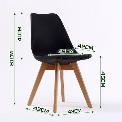 2X Retro Dining Cafe Chair Padded Seat BLACK V274-FT-J900-BK2