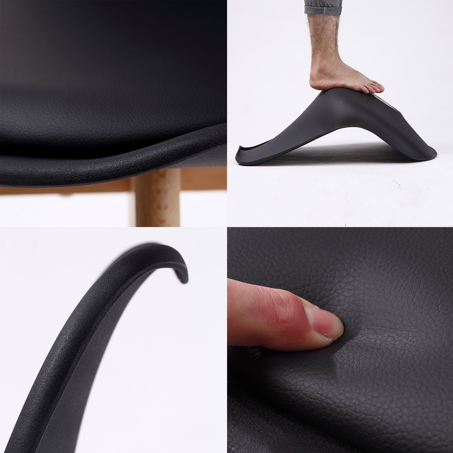 4X Retro Dining Cafe Chair Padded Seat BLACK V274-FT-J900-BK4