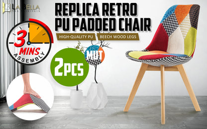 2X Retro Dining Cafe Chair Padded Seat MULTI COLOUR V274-FT-J900B-MUT2