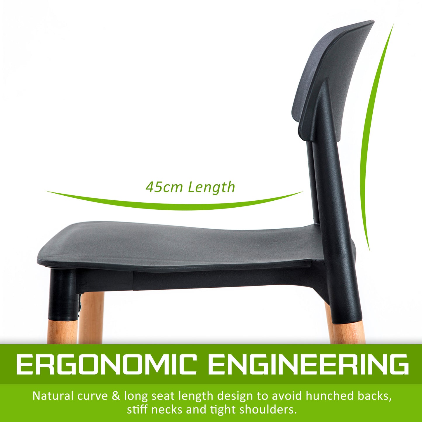 2X Retro Belloch Stackable Dining Cafe Chair BLACK V274-FT-J919-BK2