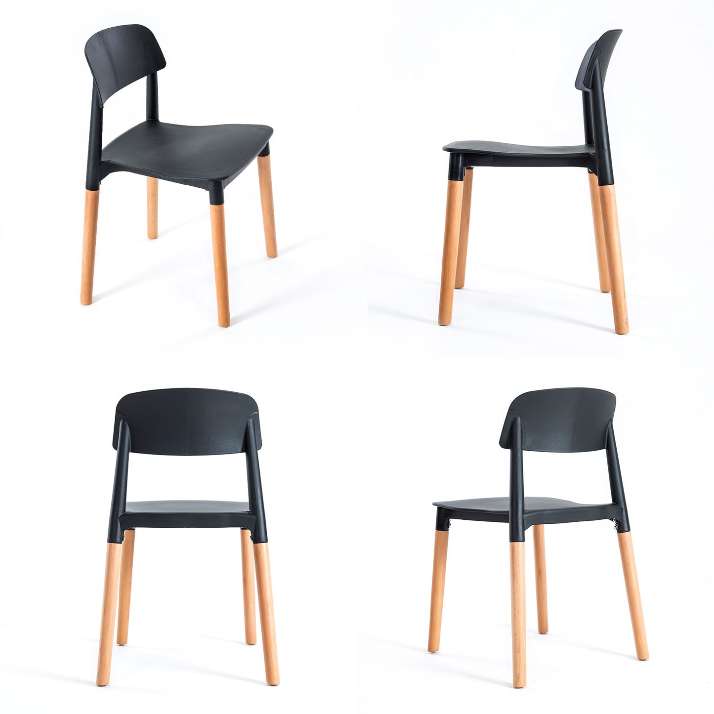 4X Retro Belloch Stackable Dining Cafe Chair BLACK V274-FT-J919-BK4