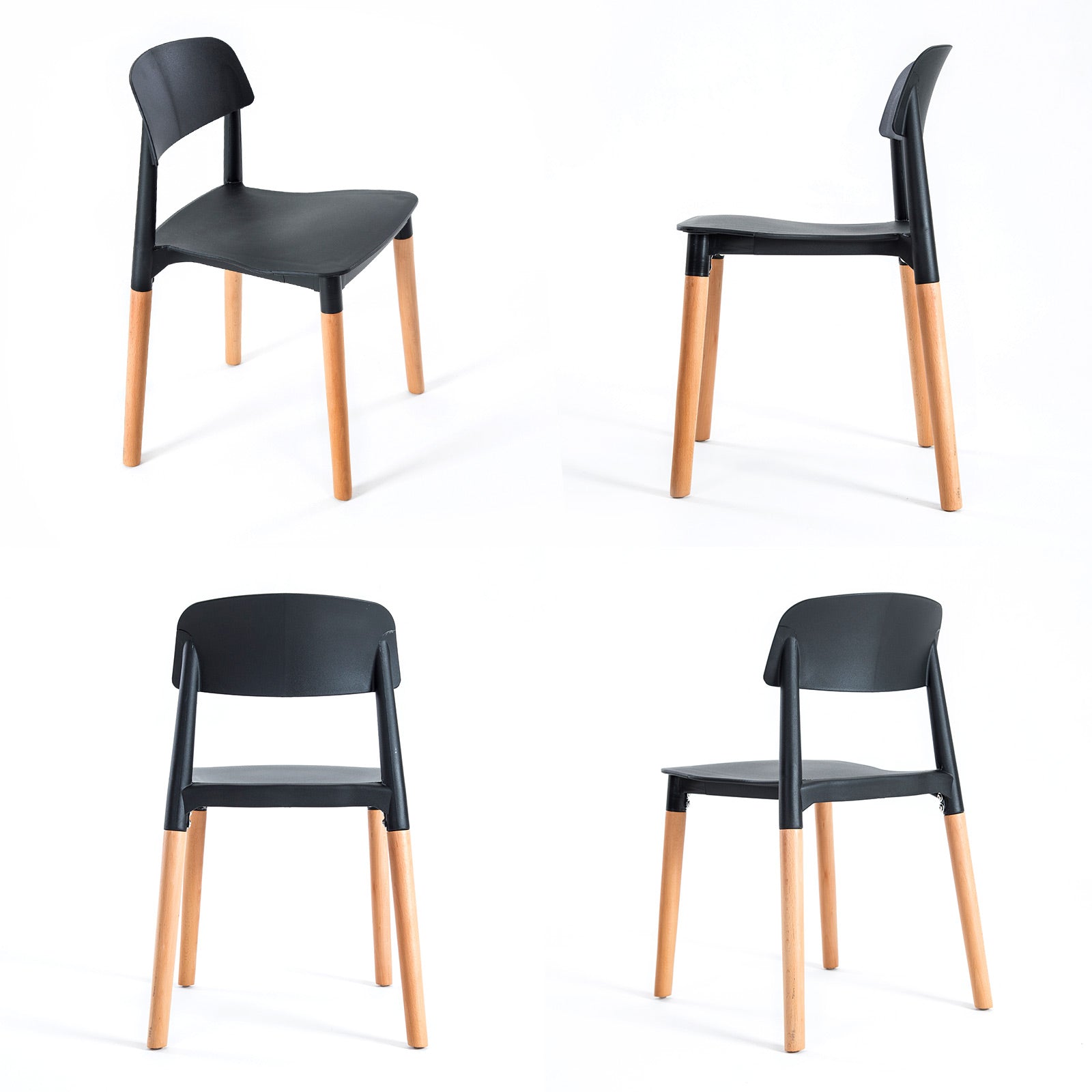 4X Retro Belloch Stackable Dining Cafe Chair BLACK V274-FT-J919-BK4