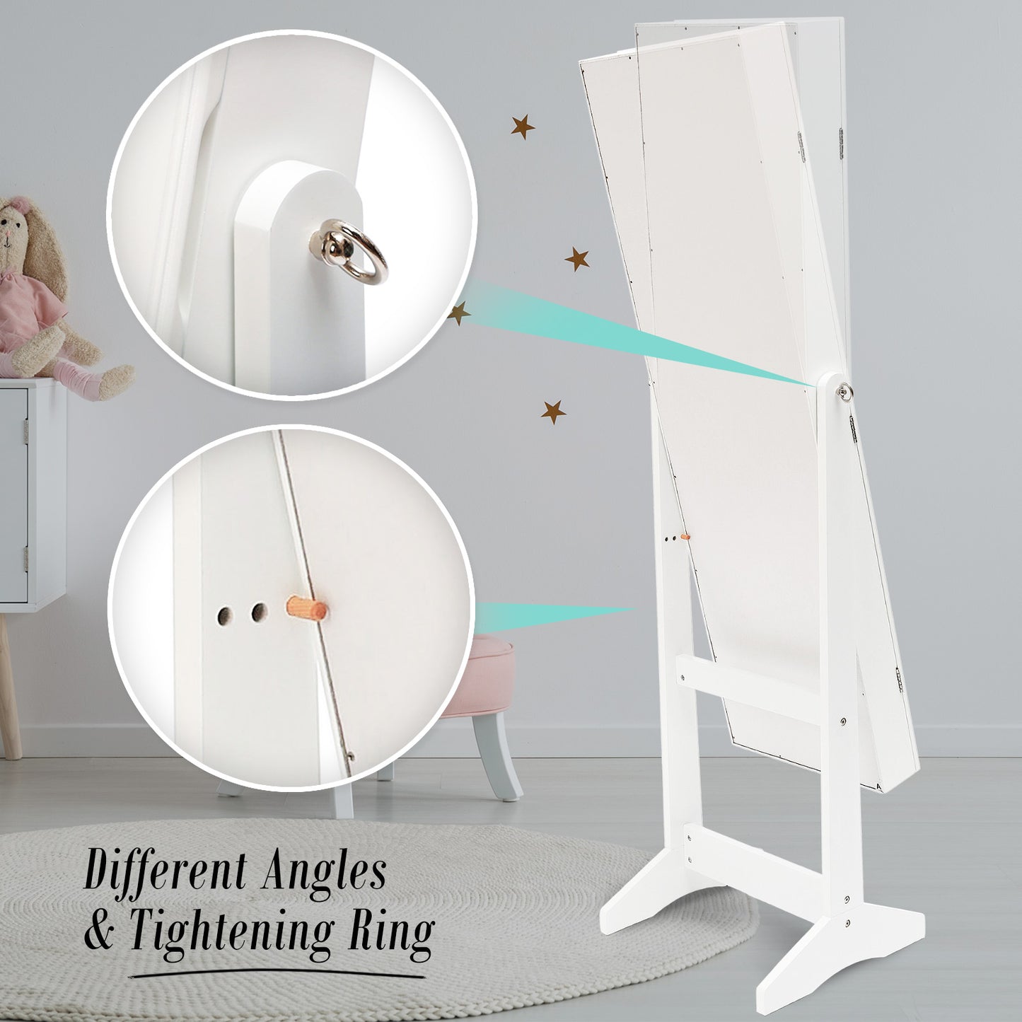 Mirror Jewellery Cabinet Storage Organiser LUVO 146cm WHITE V274-FT-MJ316W