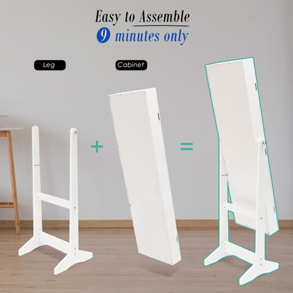 Mirror Jewellery Cabinet Storage Organiser LUVO 146cm WHITE V274-FT-MJ316W