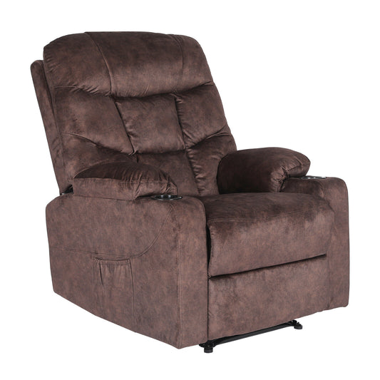 8-Point Electric Massage Recliner Chair - Leathaire Lounge Sofa Armchair AVERY BROWN V274-FT-MRC-6115LTH-BN