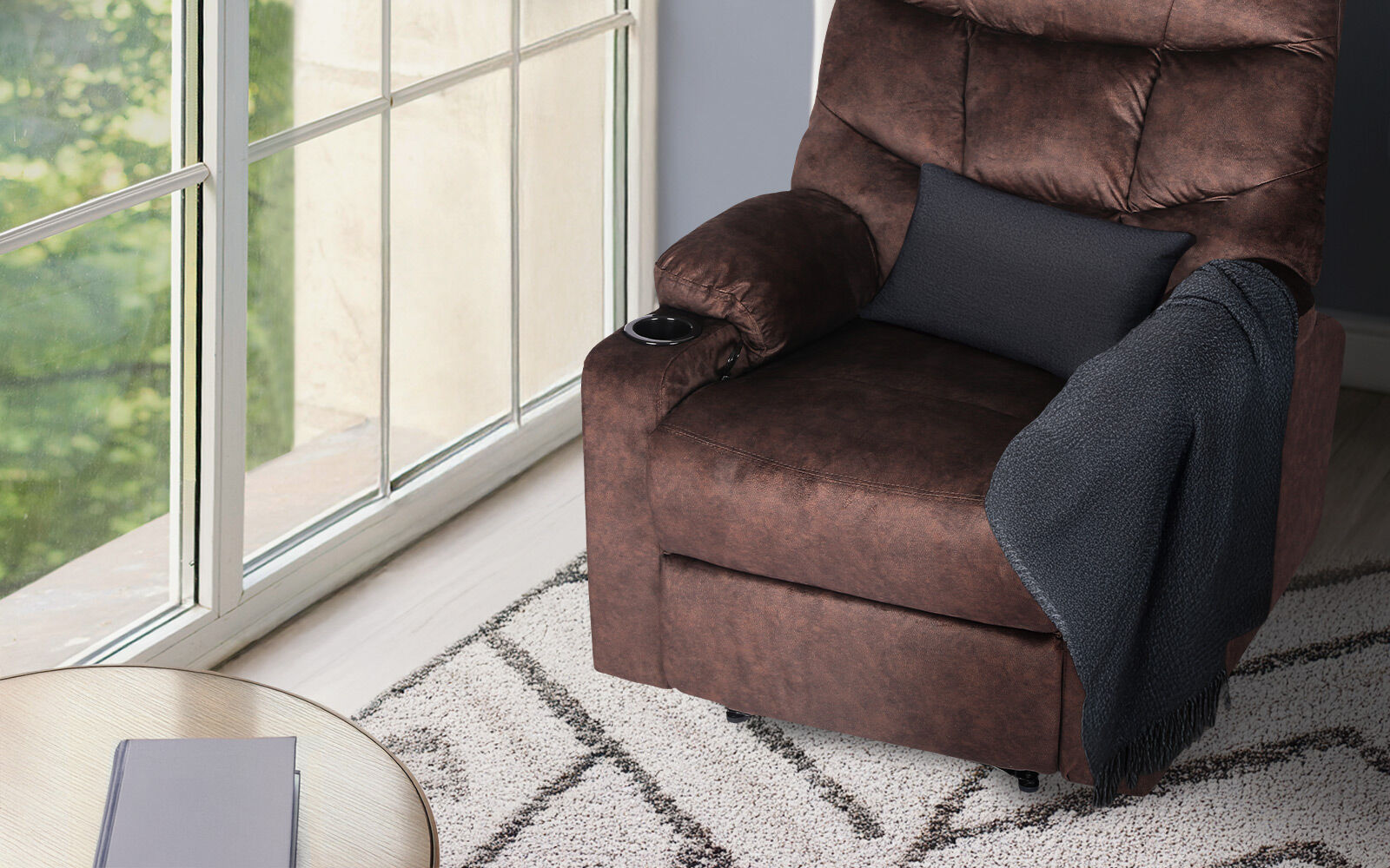 8-Point Electric Massage Recliner Chair - Leathaire Lounge Sofa Armchair AVERY BROWN V274-FT-MRC-6115LTH-BN