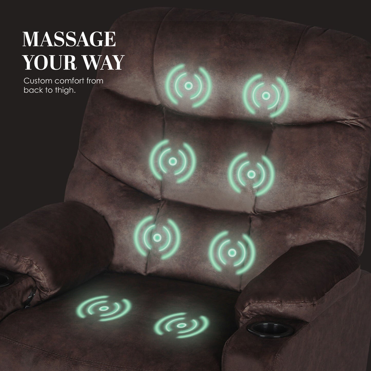 8-Point Electric Massage Recliner Chair - Leathaire Lounge Sofa Armchair AVERY BROWN V274-FT-MRC-6115LTH-BN