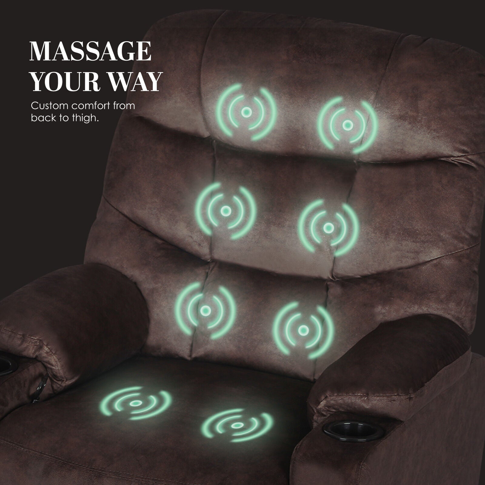 8-Point Electric Massage Recliner Chair - Leathaire Lounge Sofa Armchair AVERY BROWN V274-FT-MRC-6115LTH-BN