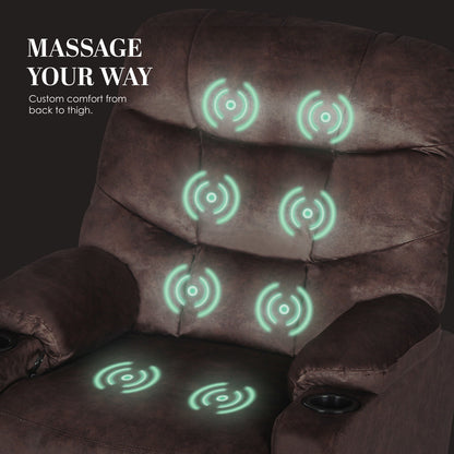 8-Point Electric Massage Recliner Chair - Leathaire Lounge Sofa Armchair AVERY BROWN V274-FT-MRC-6115LTH-BN
