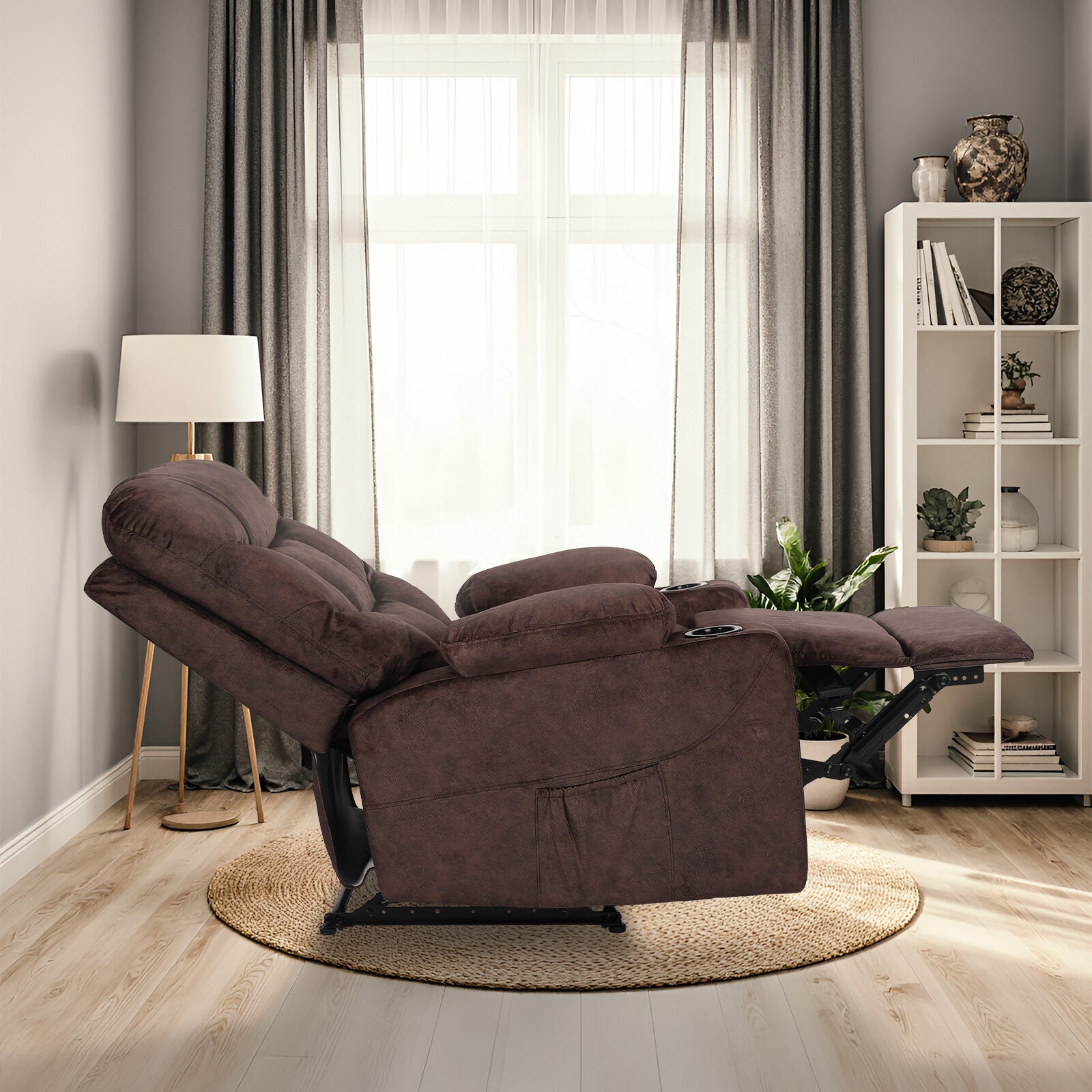 8-Point Electric Massage Recliner Chair - Leathaire Lounge Sofa Armchair AVERY BROWN V274-FT-MRC-6115LTH-BN