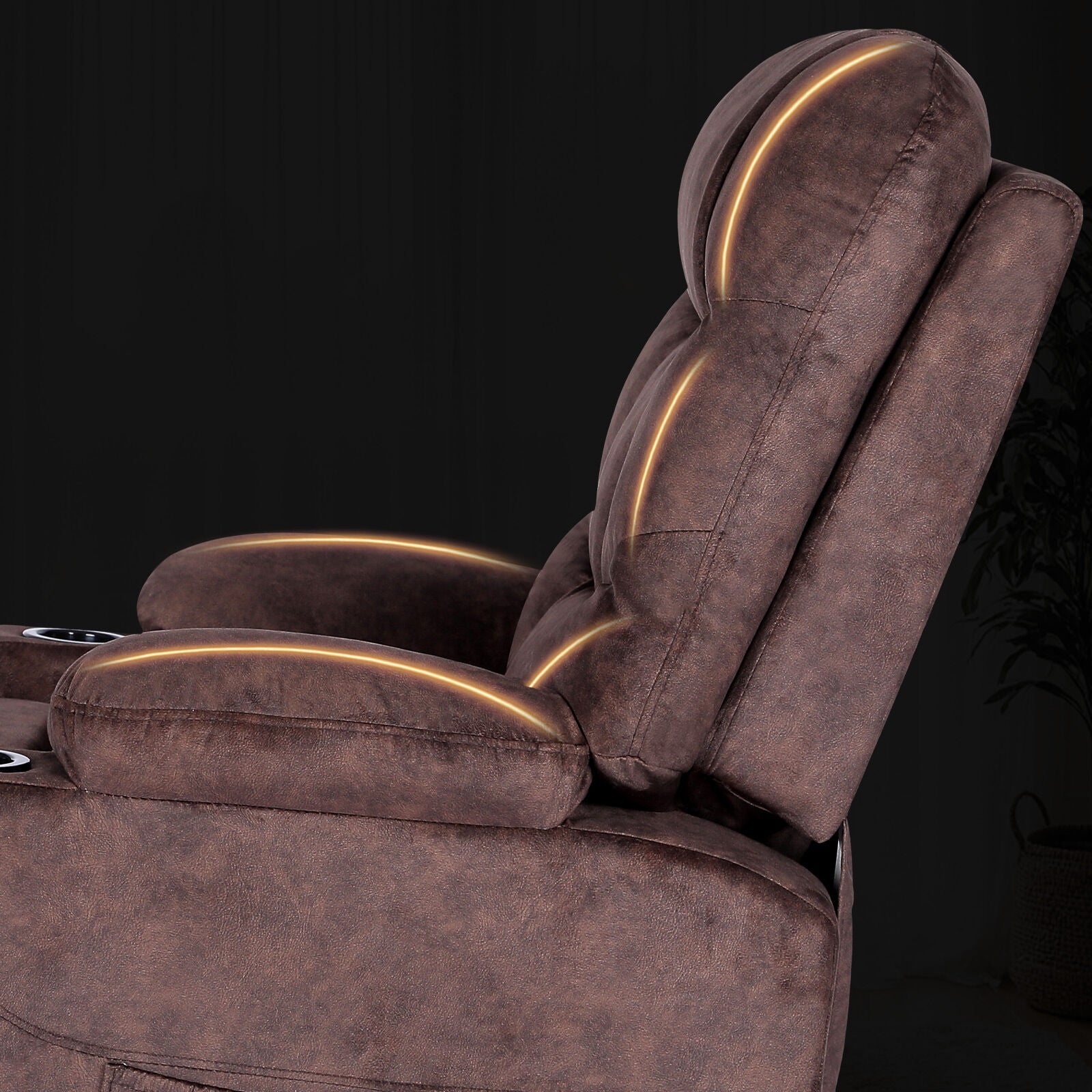 8-Point Electric Massage Recliner Chair - Leathaire Lounge Sofa Armchair AVERY BROWN V274-FT-MRC-6115LTH-BN