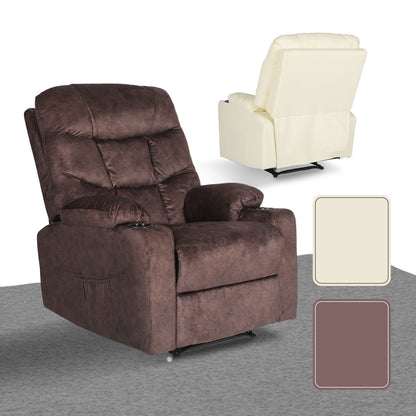 8-Point Electric Massage Recliner Chair - Leathaire Lounge Sofa Armchair AVERY BROWN V274-FT-MRC-6115LTH-BN
