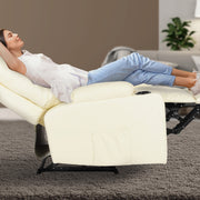 8-Point Electric Massage Recliner Chair - PU Leather Lounge Sofa Armchair ARLEEN BEIGE V274-FT-MRC-6115PU-CR