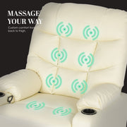 8-Point Electric Massage Recliner Chair - PU Leather Lounge Sofa Armchair ARLEEN BEIGE V274-FT-MRC-6115PU-CR